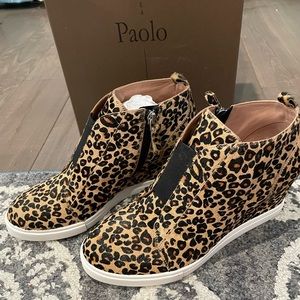 Linda Paola cheetah Wedge Sneakers